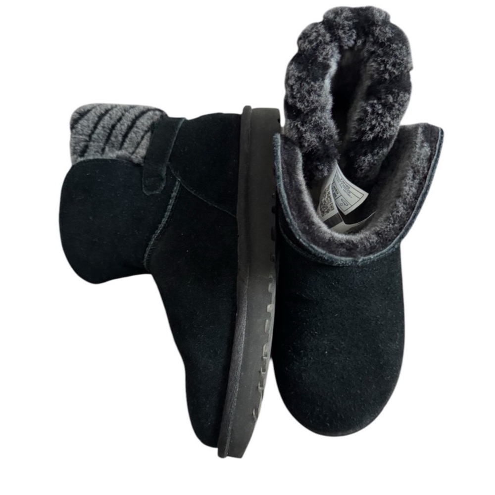 Size 7 In Box Authentic Ugg Black Suede Fur-Lined Boots - Picture 2 of 7